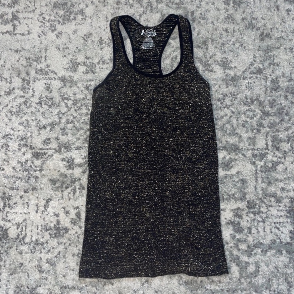 Intimately Free People Black and Gold Glitter Racerback Tank Top Size M/L